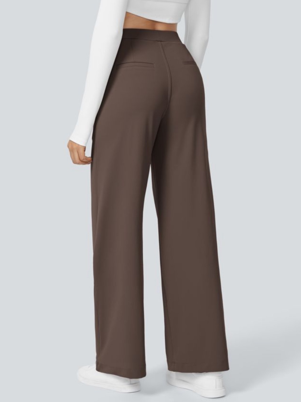 HALARA High Waisted Straight Leg Work Pants | Brown